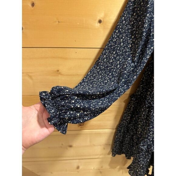 Lulu's Blue White Floral Ruffled Long Sleeve Mini Dress - Picture 3 of 8